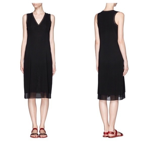 Vince Dresses & Skirts - Vince Black Silk Sleeveless Tank Shift Midi Dress